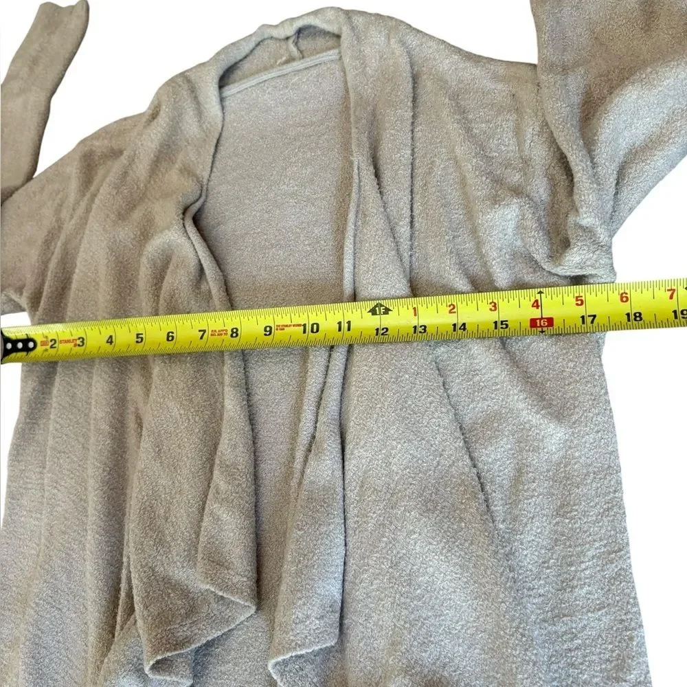 Barefoot Dreams Cozy Chic Lite Knit Beige Cardigan Sweater Waterfall Open Front